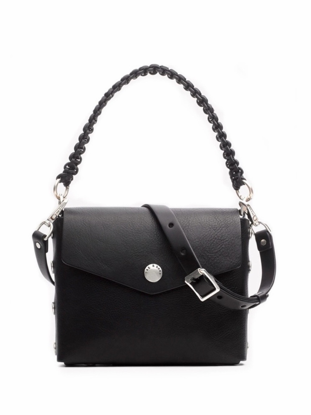 Rag & Bone Atlas Crossbody Black Leather Bag with Detachable Wallet